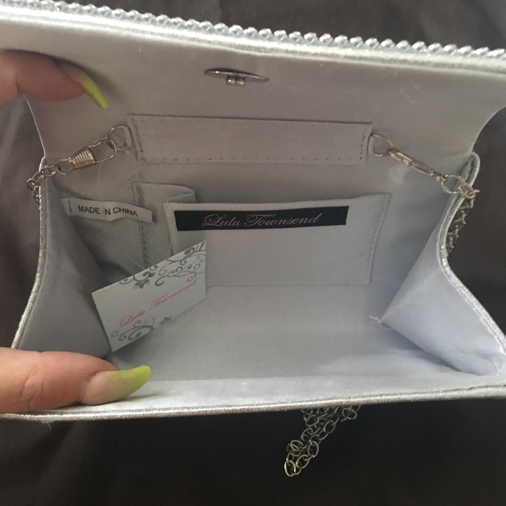 Silver crystal studded clutch - Picture 7 of 8